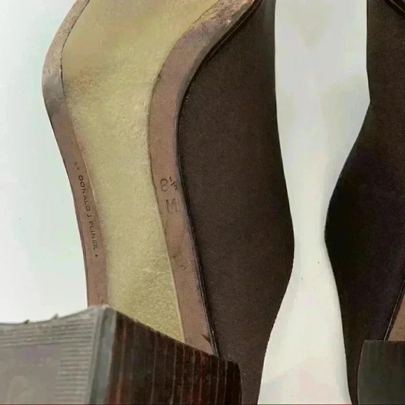 Donald J pliner heels size 8.5 chocolate brown square toe vintage 90s academia - Picture 8 of 12